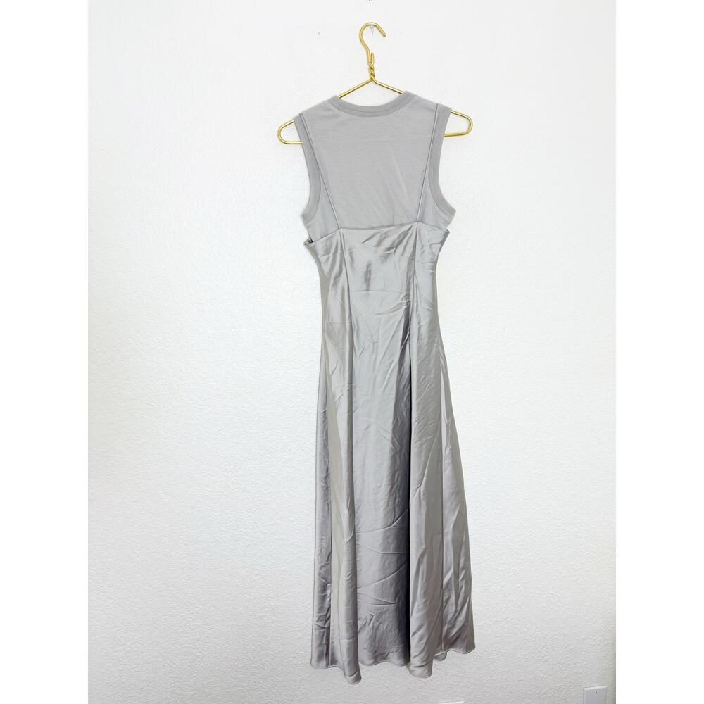 NWT Zara Silver Satin Layered Slip Maxi Dress Size Medium Quiet Luxury 3039/002 - Picture 13 of 15